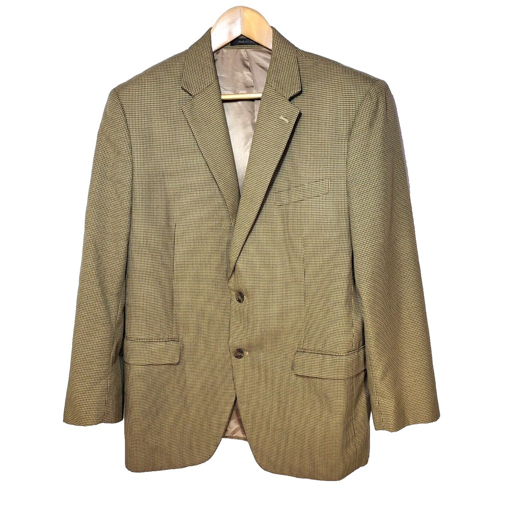Chaps Tan/Brown Houndstooth Soft Single Breasted 2 Button‎ Front Blazer Size 42R